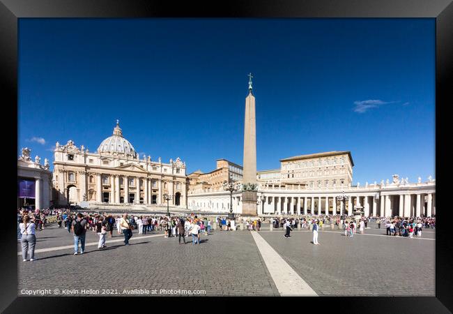 The Obelisk and St Peters Basilica, Framed Print by Kevin Hellon