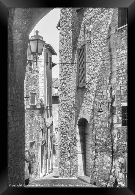 Street in the ancient town of Narni Framed Print by Kevin Hellon