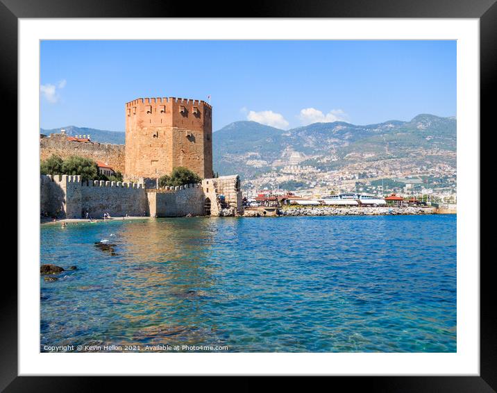 The Red Tower, Alanya, Turkey Framed Mounted Print by Kevin Hellon