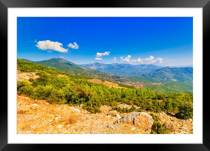 View of the Taurus or Toros mountains, Turkey Framed Mounted Print by Kevin Hellon