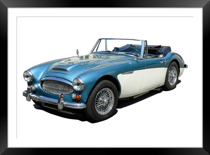 Austin Healey 3000 Sports Car. Framed Mounted Print by Kevin Hellon