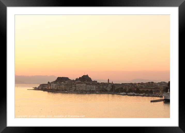 Dawn over Corfu Town, Greece Framed Mounted Print by Kevin Hellon