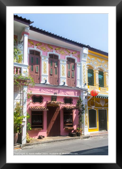 Colourful sino portuguese architecture in Soi Roma Framed Mounted Print by Kevin Hellon