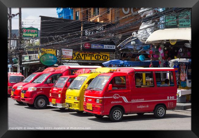 Tuk tuks lined up waiting for business in Bangla road, Patong be Framed Print by Kevin Hellon