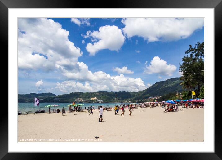Patong beach on a sunny day Framed Mounted Print by Kevin Hellon