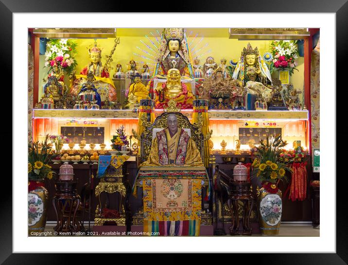 Tibetan shrine, Singapore Framed Mounted Print by Kevin Hellon