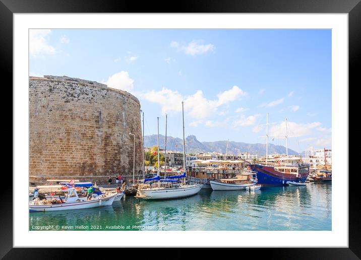 View of Kyrenia harbour, Northern Cyprus Framed Mounted Print by Kevin Hellon