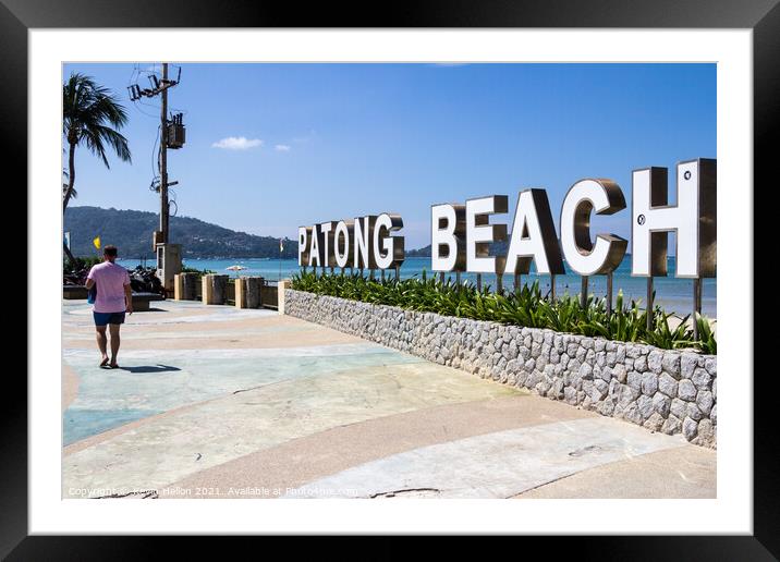 Patong beach sign Framed Mounted Print by Kevin Hellon