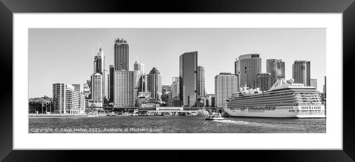 A cruise ship docked in SYdney Harbor. Framed Mounted Print by Kevin Hellon