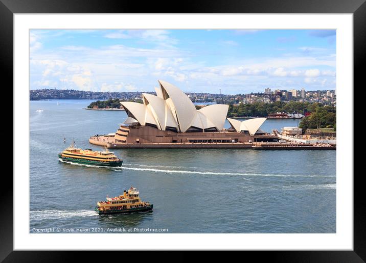 Ferries passing the Sydney Opera House Framed Mounted Print by Kevin Hellon