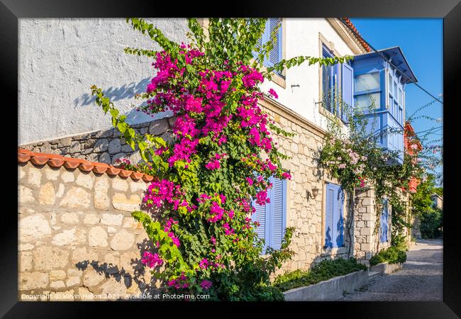 House with bougainvillaea Framed Print by Kevin Hellon
