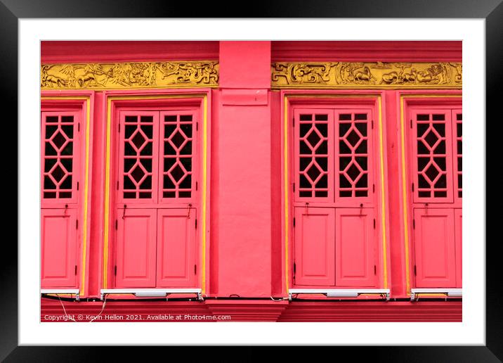 Colourful, restored sino portuguese architecture  Framed Mounted Print by Kevin Hellon