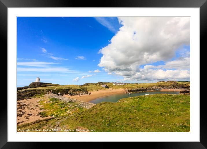 View of Twr Mawr lighthouse and pilot's cottages Framed Mounted Print by Kevin Hellon