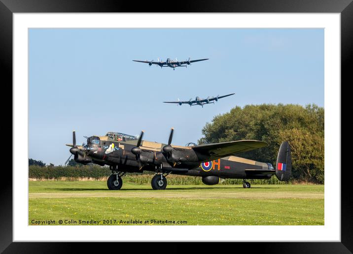 Three Lancasters Framed Mounted Print by Colin Smedley