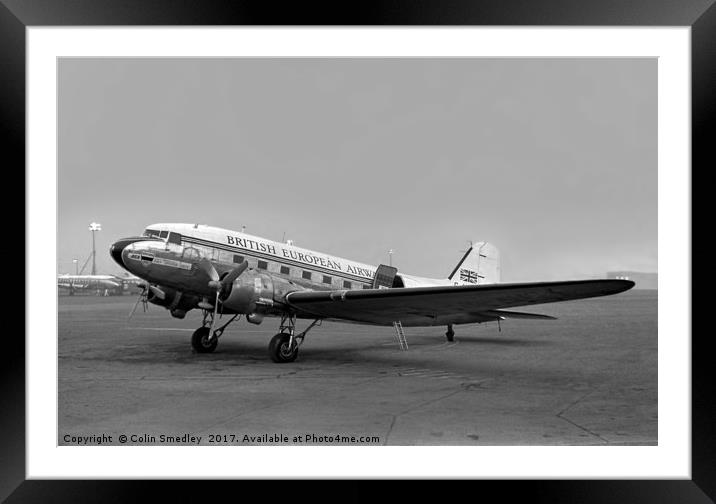 BEA DC-3 Dakota III G-AHCX Framed Mounted Print by Colin Smedley