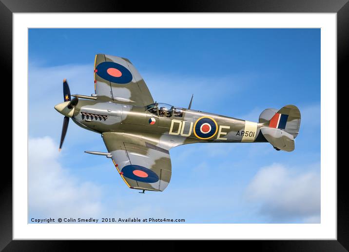 Spitfire LF.Vc AR501/DU-E G-AWII Framed Mounted Print by Colin Smedley