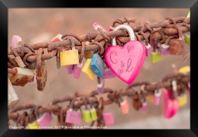 Love Locks Lanzarote Framed Print by Janet Simmons