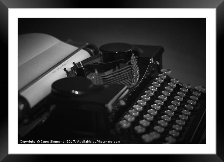 Royal Typewriter Framed Mounted Print by Janet Simmons