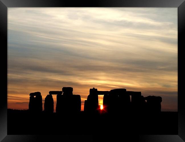 Sunset at Stonehenge Framed Print by Mike Lanning