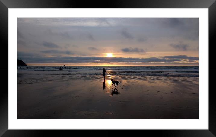 Perranporth Sunset Framed Mounted Print by Mike Lanning