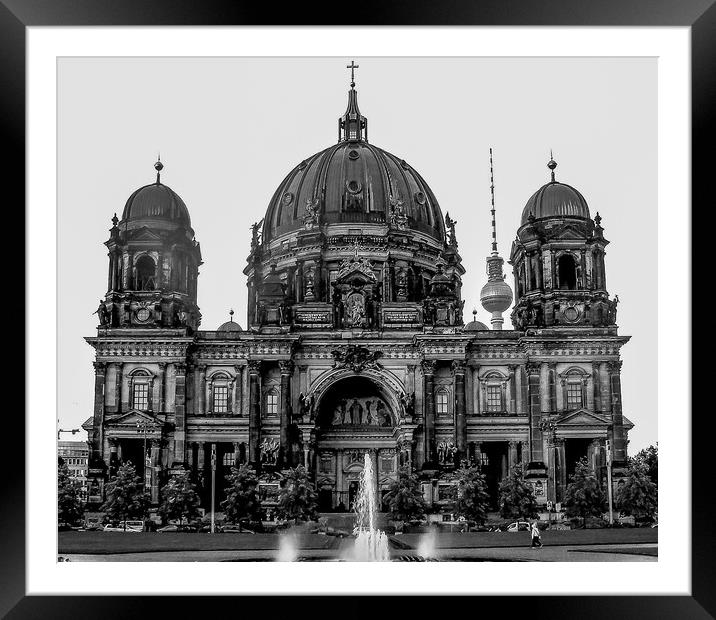 Berlin Cathedral Church, B&W image Framed Mounted Print by Mike Lanning