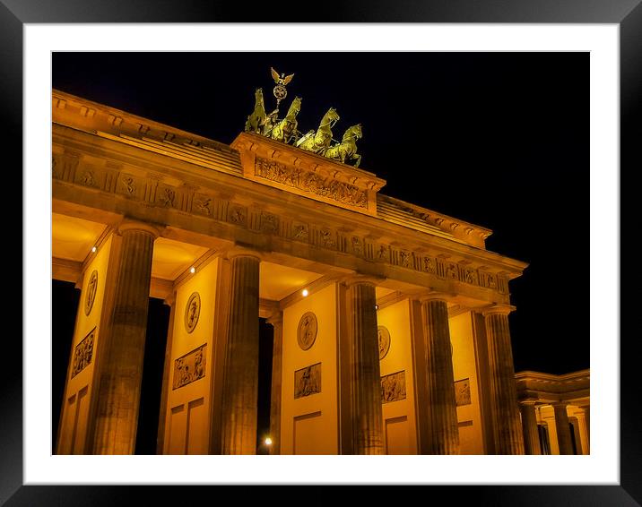 Brandenburg Gate at night Framed Mounted Print by Mike Lanning