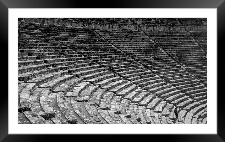 Epidavros Theatre, detail Framed Mounted Print by Mike Lanning