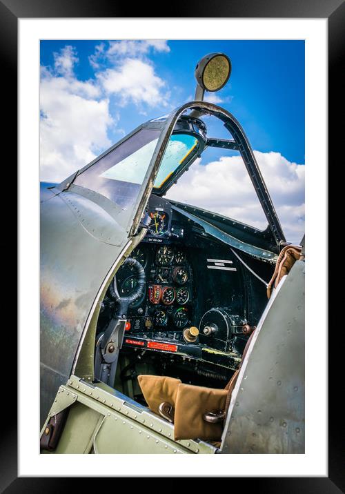 Spitfire Cockpit Framed Mounted Print by Mike Lanning