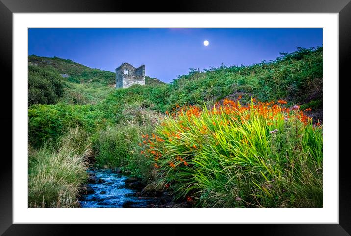 Trevellas by Moonlight Framed Mounted Print by Mike Lanning