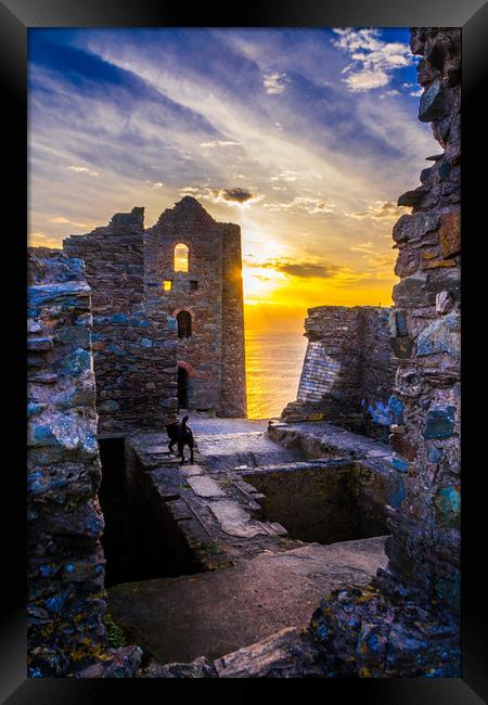 Wheal Coates at Sunset - inside the Engine House Framed Print by Mike Lanning
