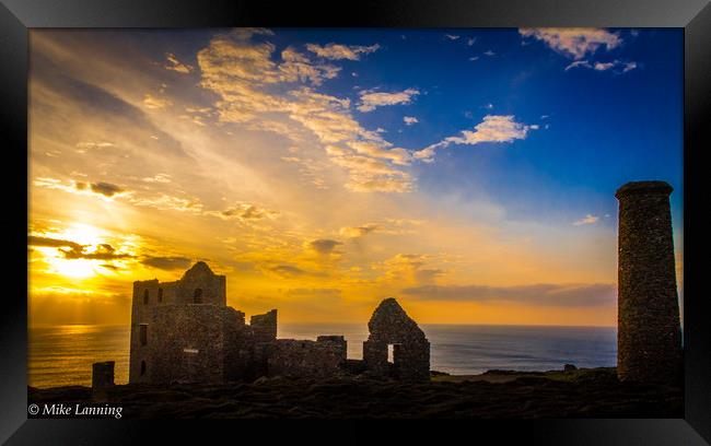 Wheal Coates at Sunset - Panorama Framed Print by Mike Lanning