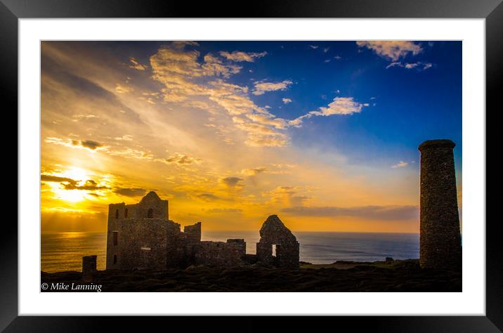 Wheal Coates at Sunset - Panorama Framed Mounted Print by Mike Lanning