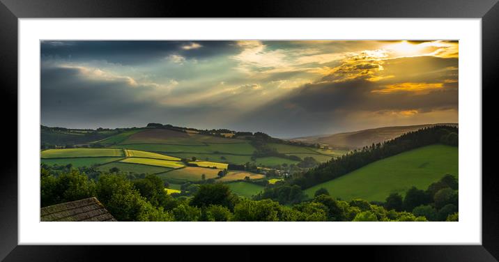 Sunlight on the Brendon Hills Framed Mounted Print by Mike Lanning