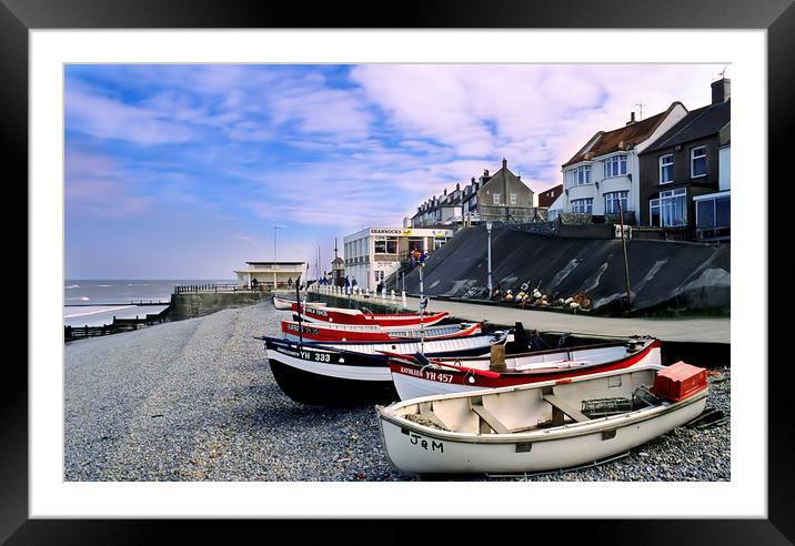 Fishing Boats on pebbled beach Framed Mounted Print by Bob Walker