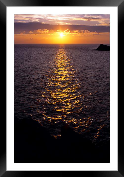 Sunset on the sea Framed Mounted Print by Bob Walker