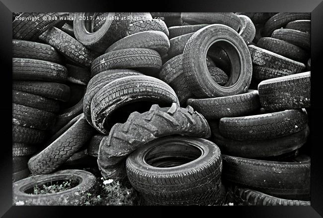 Pile of old tyres Framed Print by Bob Walker
