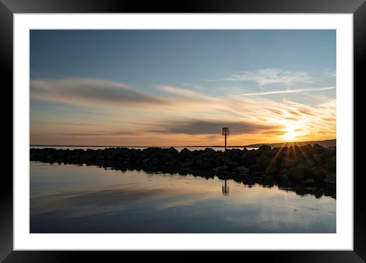 Llanelli Beach Sunset Framed Mounted Print by Mal Spain