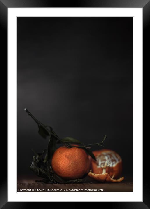 Clementines Still Life depth of field Framed Mounted Print by Steven Dijkshoorn