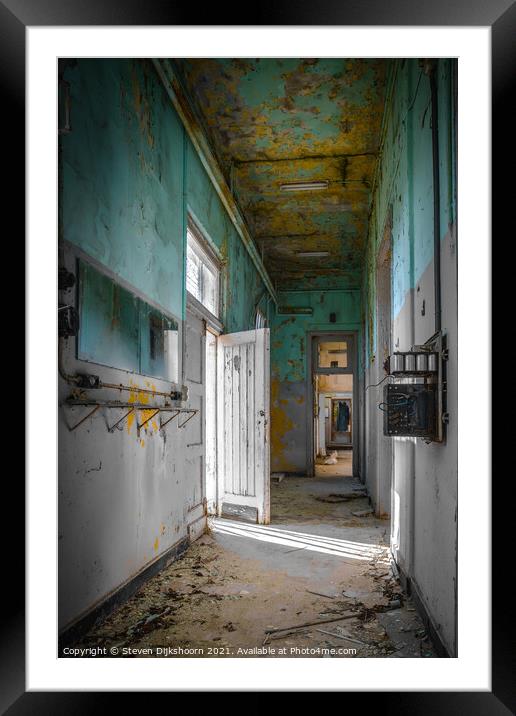 An old deserted corridor in a small house in Belgium Framed Mounted Print by Steven Dijkshoorn