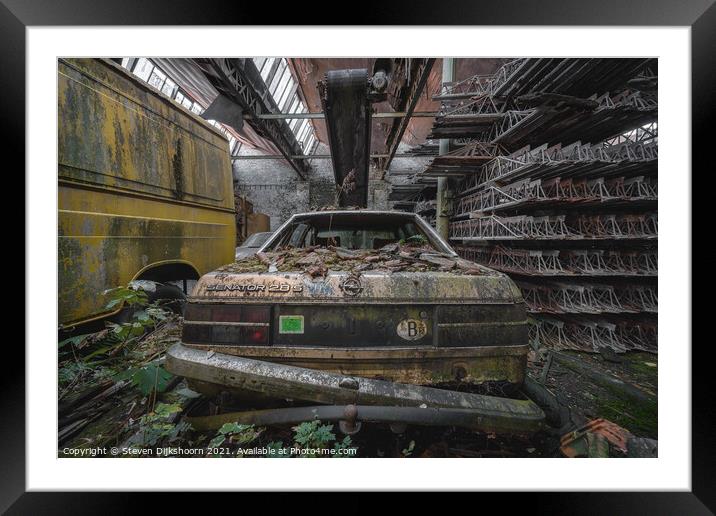 An old and abandoned car Framed Mounted Print by Steven Dijkshoorn