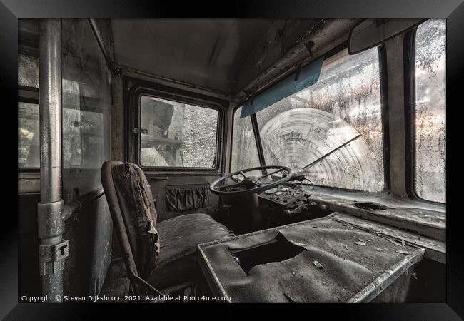 The inside of a far reaching bus urbex exploration Framed Print by Steven Dijkshoorn
