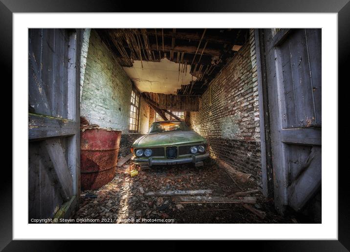 An old abandoned Bmw Framed Mounted Print by Steven Dijkshoorn