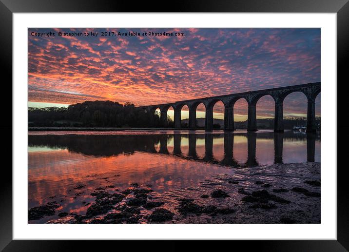 St Germans viaduct at sunrise Framed Mounted Print by stephen tolley