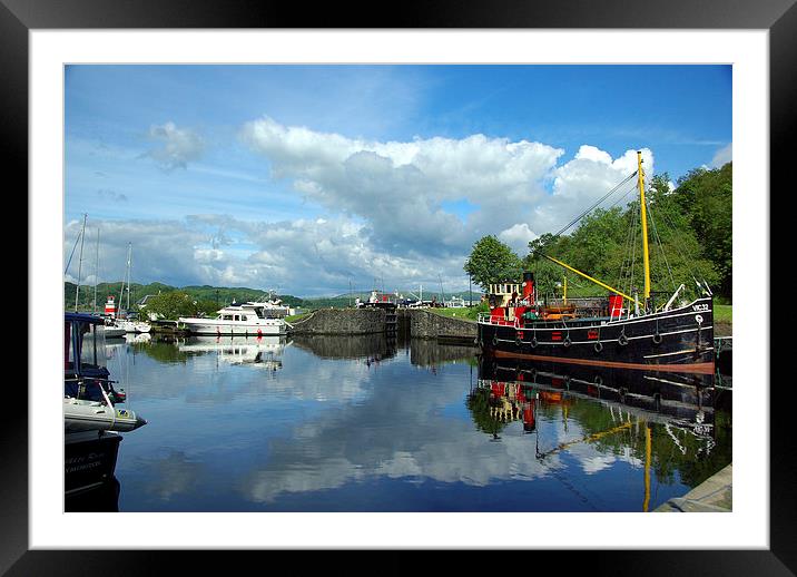 Reflections of Crinan Harbour Framed Mounted Print by David Wilson