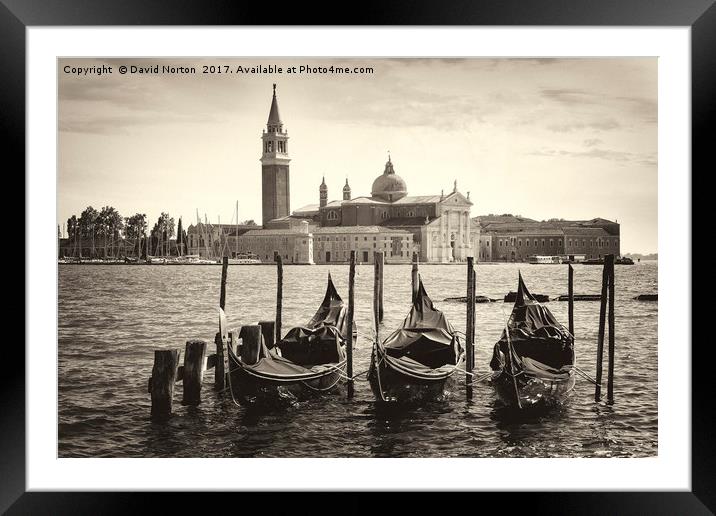 Venice in sepia tone Framed Mounted Print by David Michael Norton