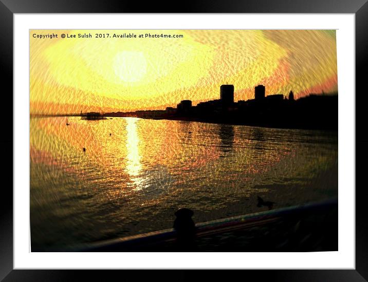Hastings seafront at sunset  from Hastings Pier Framed Mounted Print by Lee Sulsh