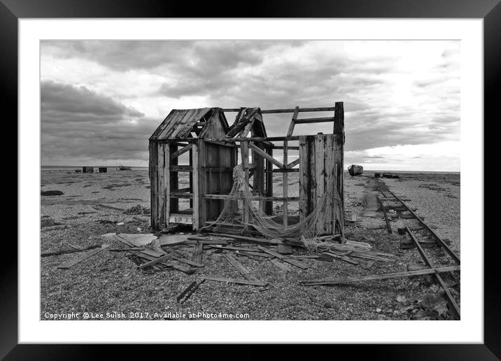 Derelict Fishing Hut at Dungeness Framed Mounted Print by Lee Sulsh