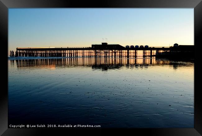 Hastings Pier afterglow Framed Print by Lee Sulsh