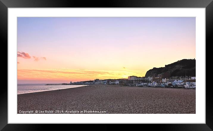 Hastings Beach at Sunset Framed Mounted Print by Lee Sulsh