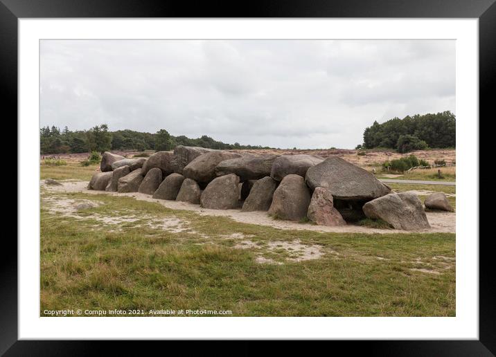 Old stone grave like a big dolmen in Drenthe Holland Framed Mounted Print by Chris Willemsen
